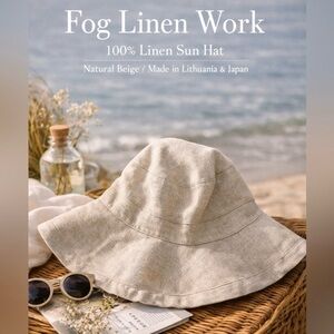 Fog Linen Work Loge Linen Sun Hat Natural Beige Floppy Bucket Lithuania Japan